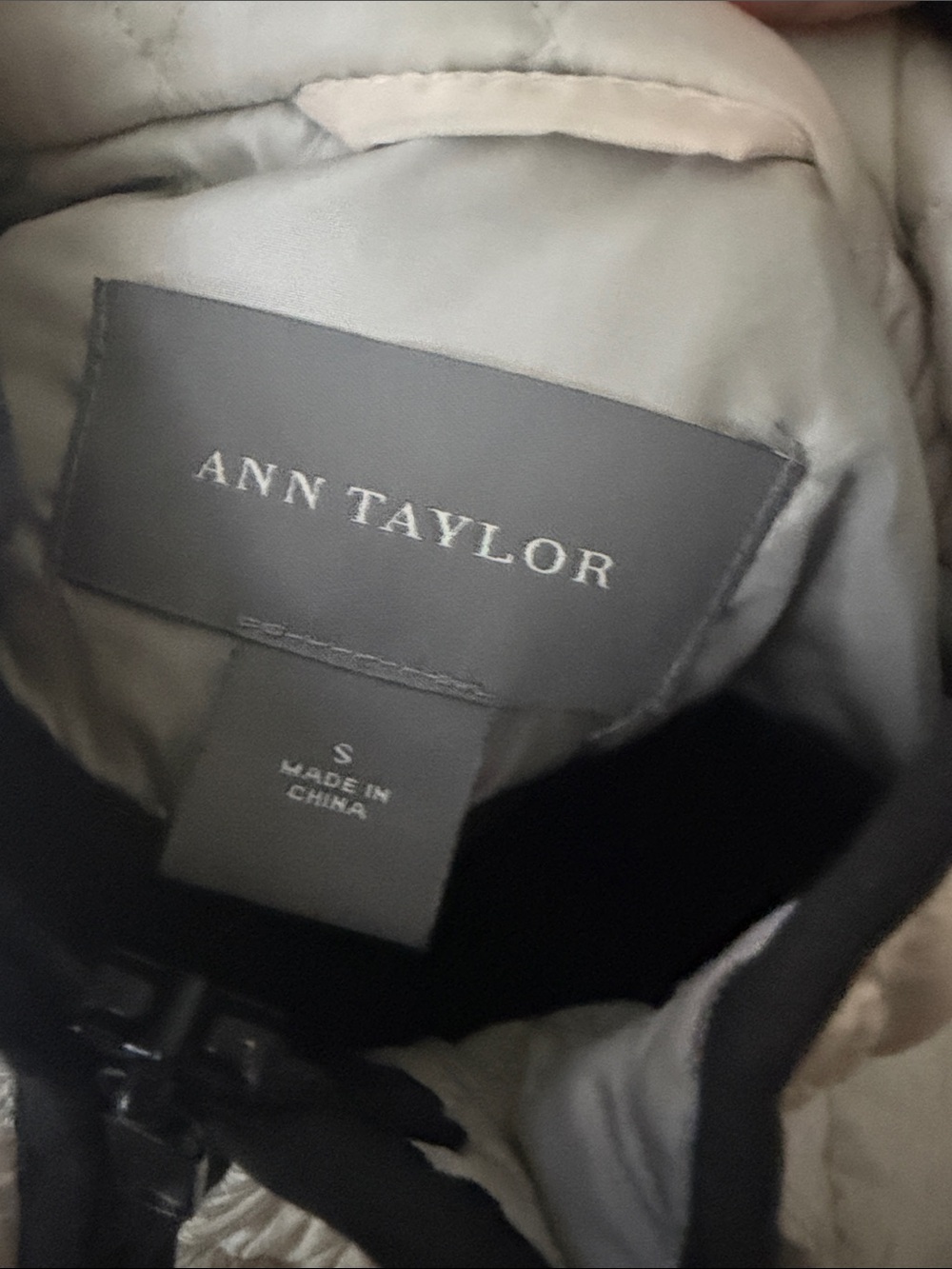 Ann Taylor Quilted White Jacket with Black Trim - Picture 3 of 4